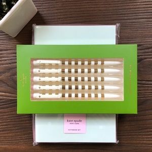 NWT Kate Spade Notebook & Gold Stripe Pencil Set